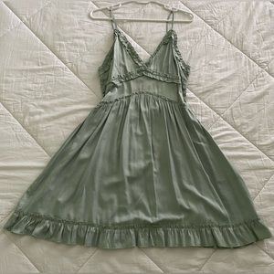 Ruffle Pastel Green Spaghetti Strap Mini Dress Size M